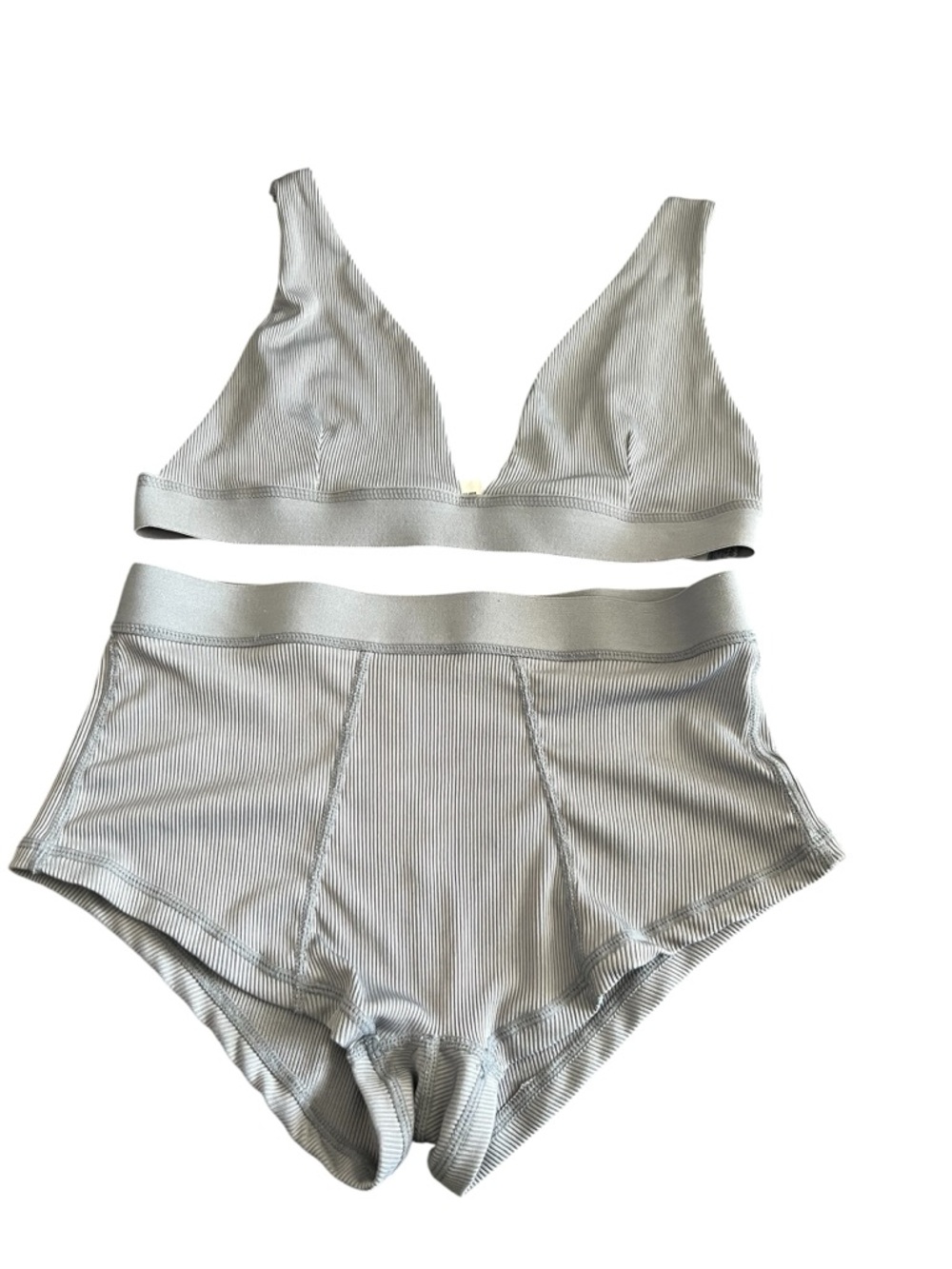 RIVIR Cotton Ribbed Bralette & Brief Set - size L NWOT